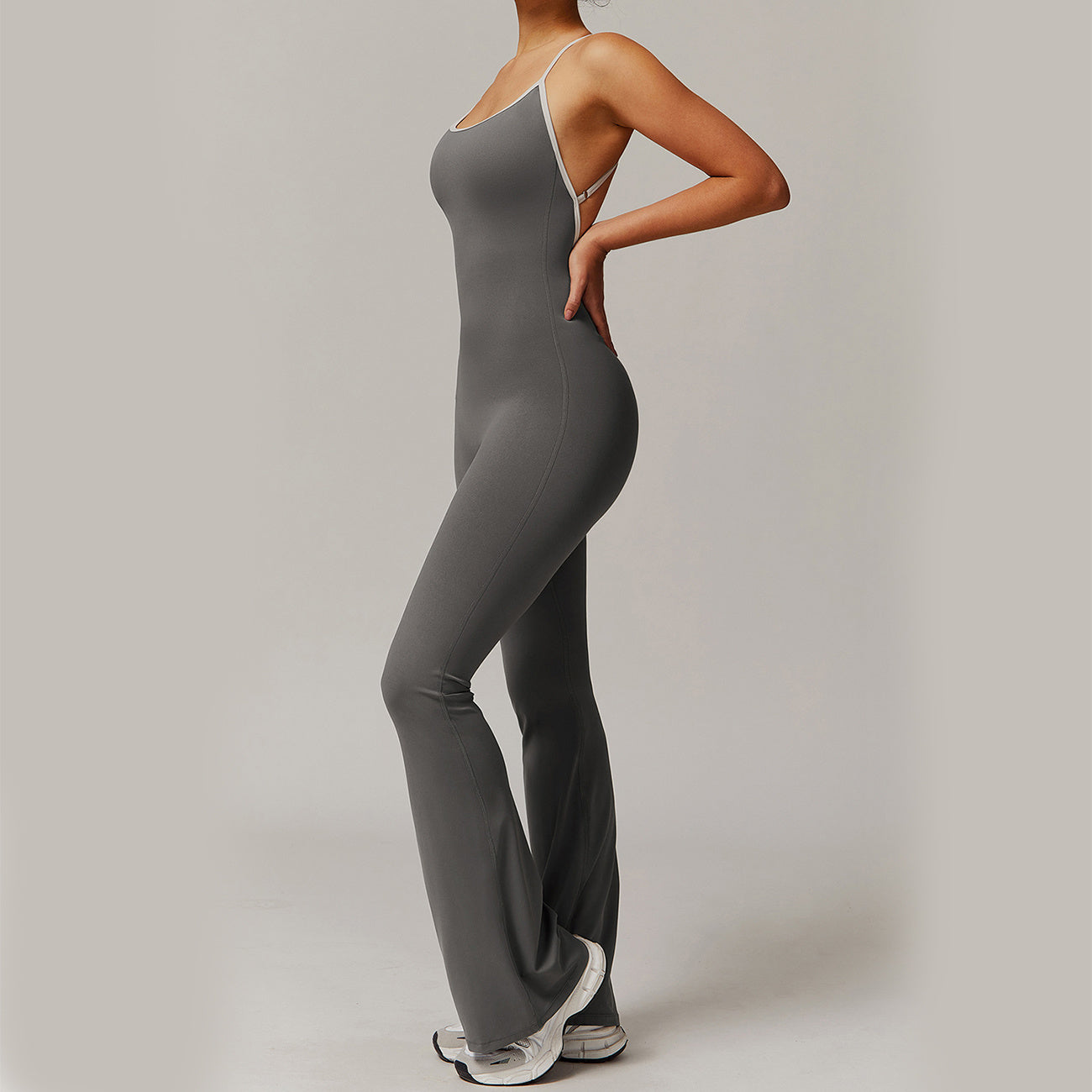 Solid Beauty-back Long Pants Jumpsuit Yoga Fitness Running Dance Slim Bodysuit Women Sports Clothing