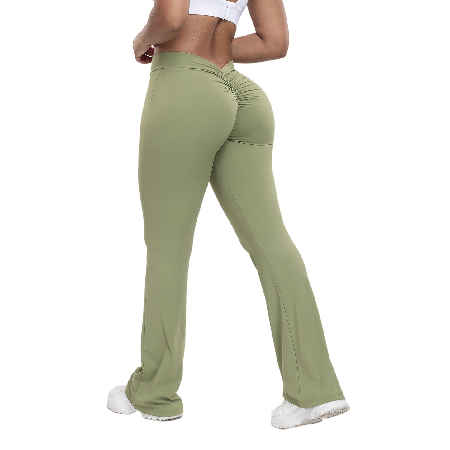 Peach trumpet pants for women, yoga high waisted and hip lifting tight pants, wide leg fitness pants for women