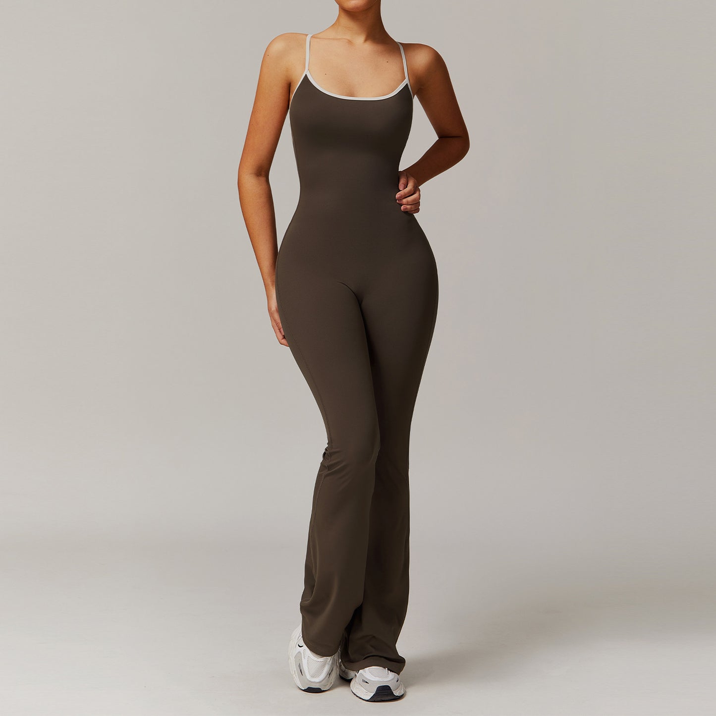 Solid Beauty-back Long Pants Jumpsuit Yoga Fitness Running Dance Slim Bodysuit Women Sports Clothing