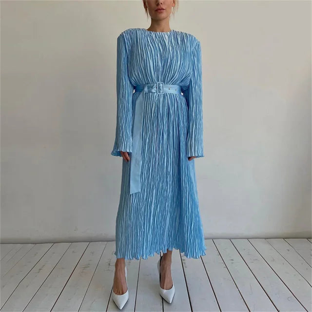 Women Pleated Long Tops and Half Skirt Set Summer  Casual  Sexy Ruffled Crop Tops Loose High Waist Women's Suit