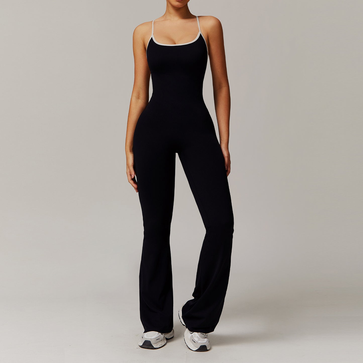 Solid Beauty-back Long Pants Jumpsuit Yoga Fitness Running Dance Slim Bodysuit Women Sports Clothing